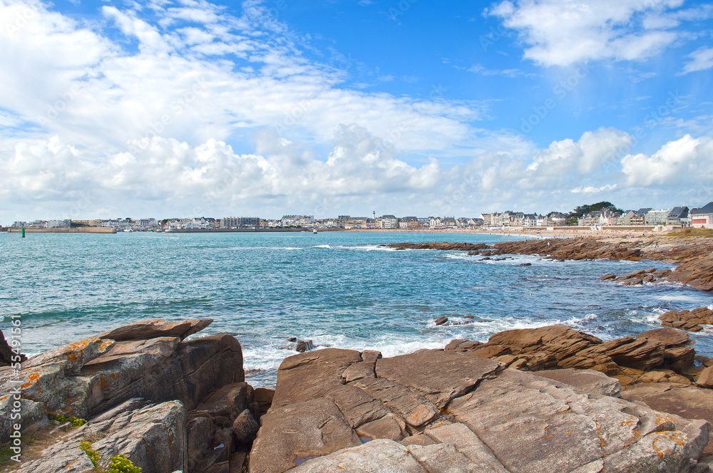 Quiberon city view from the cliffs, France Quiberon city view from the cliffs, France