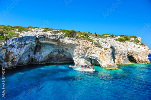 Famous caves with crystal clear waters on Zakynthos
