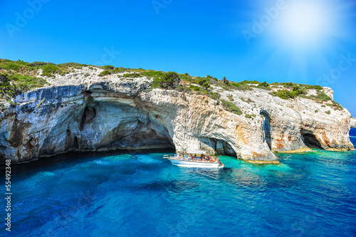 Famous caves with crystal clear waters on Zakynthos