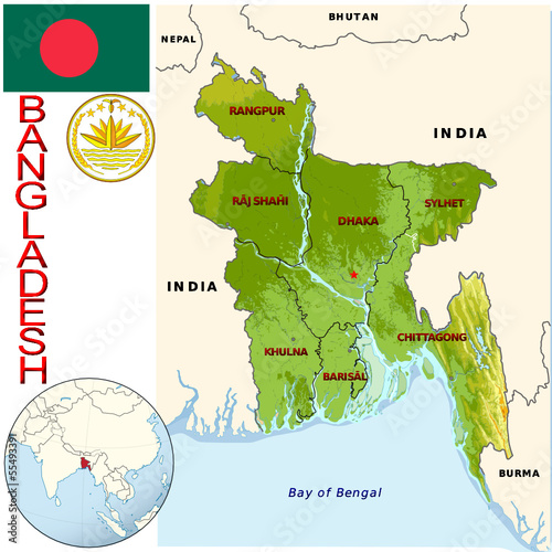 Bangladesh Asia national emblem map symbol location