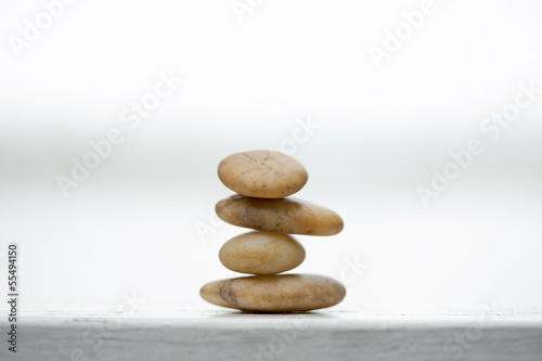 Stone on the white fence