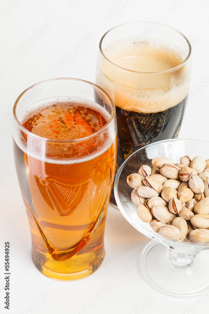 glass of light and dark beer glass of light and dark beer