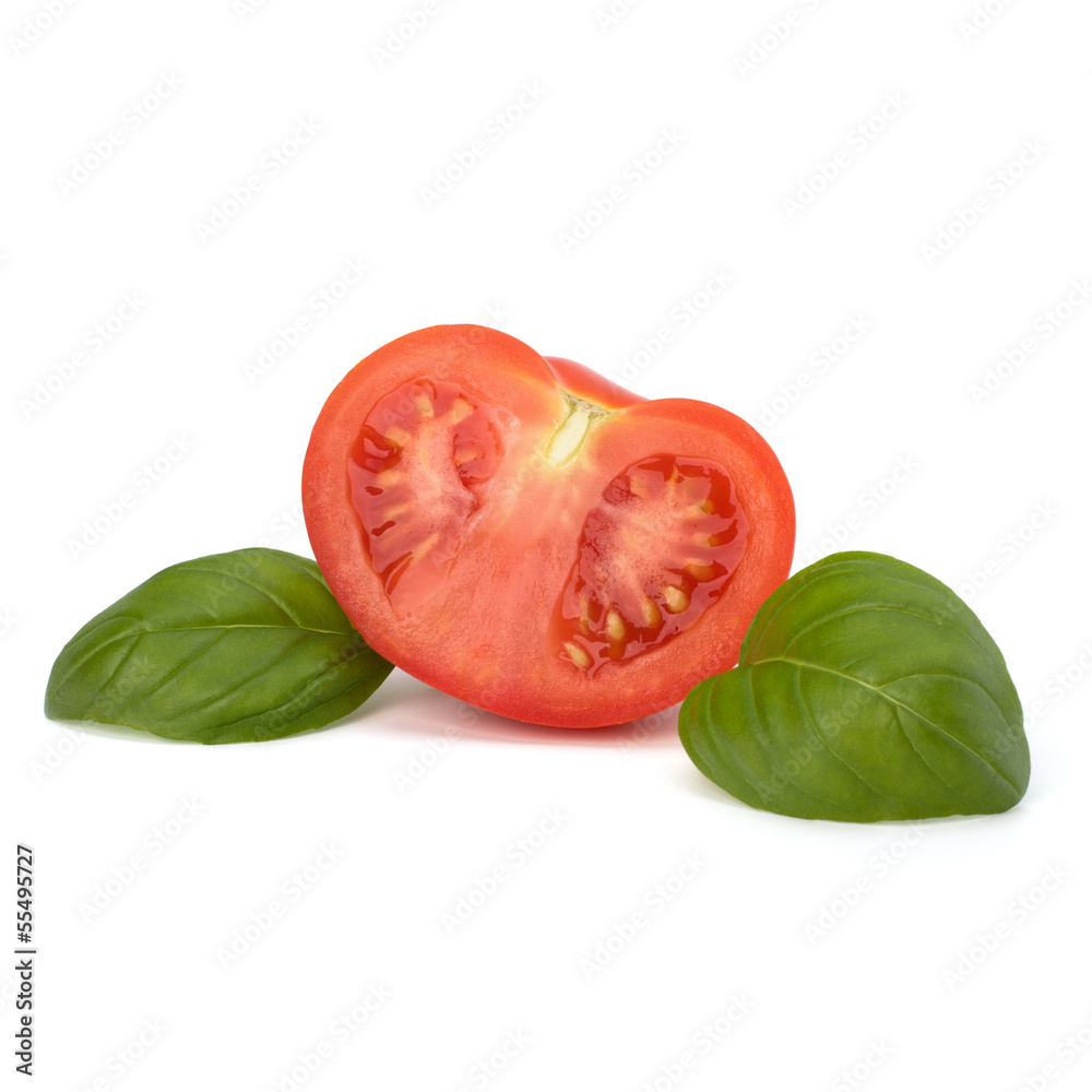 Tomato and basil leaf Tomato and basil leaf