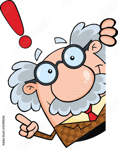 Professor Looking Around A Blank Sign With Advice