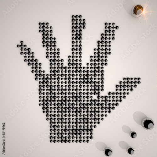 3d graphic of a creative sexy woman symbol made of many spheres