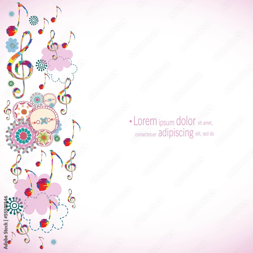 Colorful music notes theme