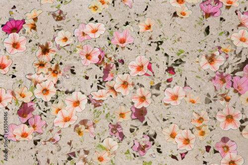 Vintage texture with Pink Flax flowers