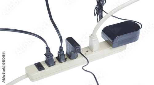 Power extension cord in use. photo