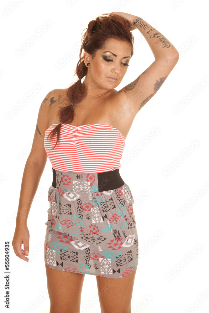 Woman tattoos dress hand head Woman tattoos dress hand head
