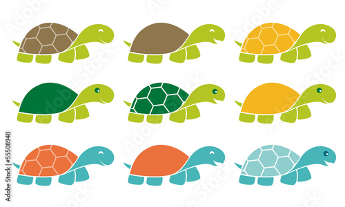 Happy Turtle Icon Logo Set