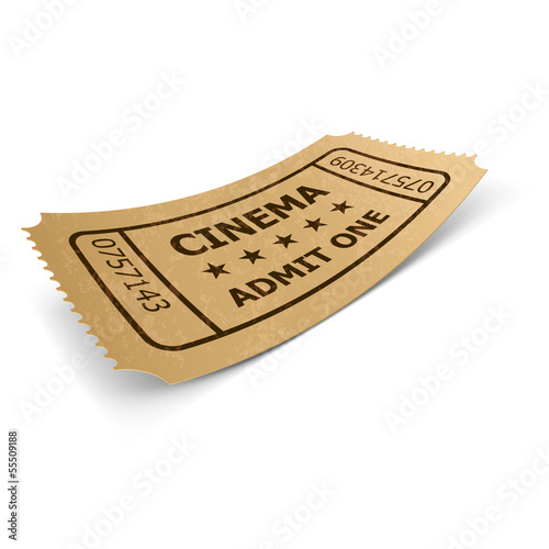 Cinema ticket isolated on white.