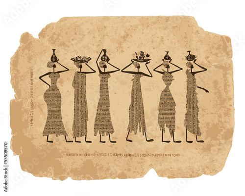 Sketch of egypt women with jugs for your design
