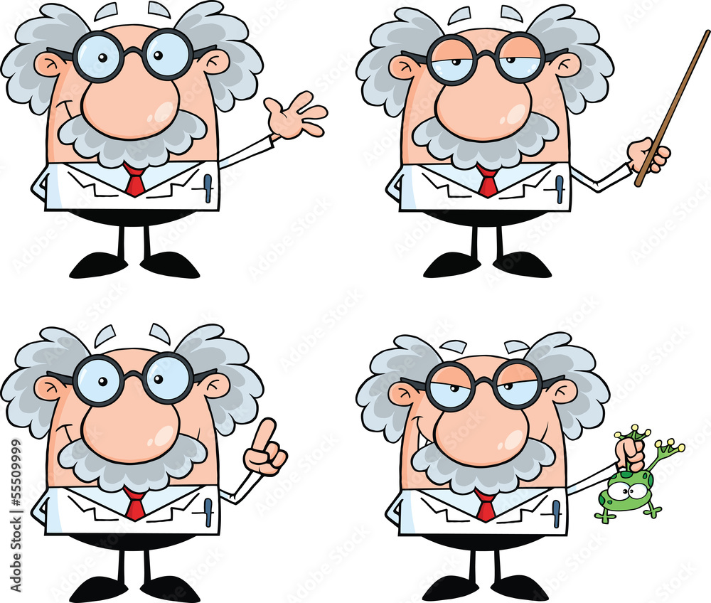 Funny Scientist Or Professor Characters. Set Collection 4 Funny Scientist Or Professor Characters. Set Collection 4