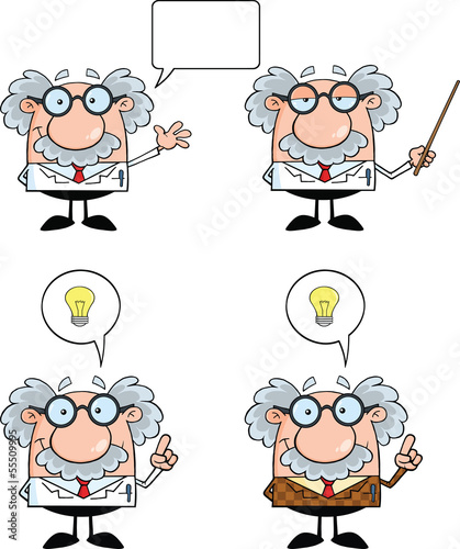 Funny Scientist Or Professor Characters. Set Collection 3
