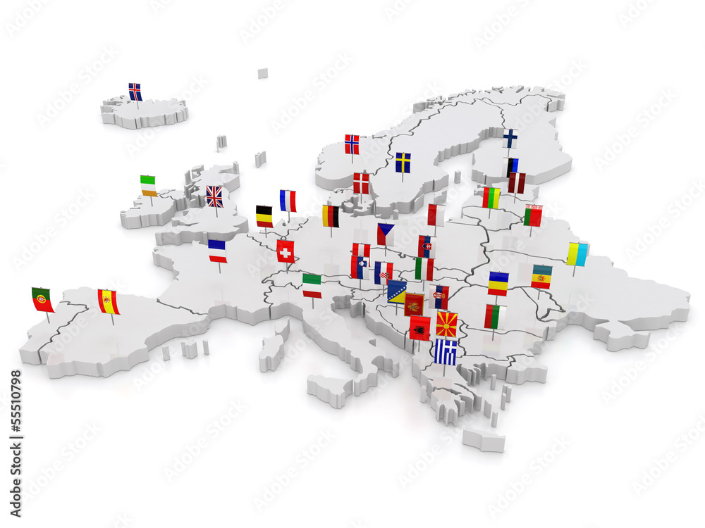 Fototapeta premium three-dimensional map of Europe.