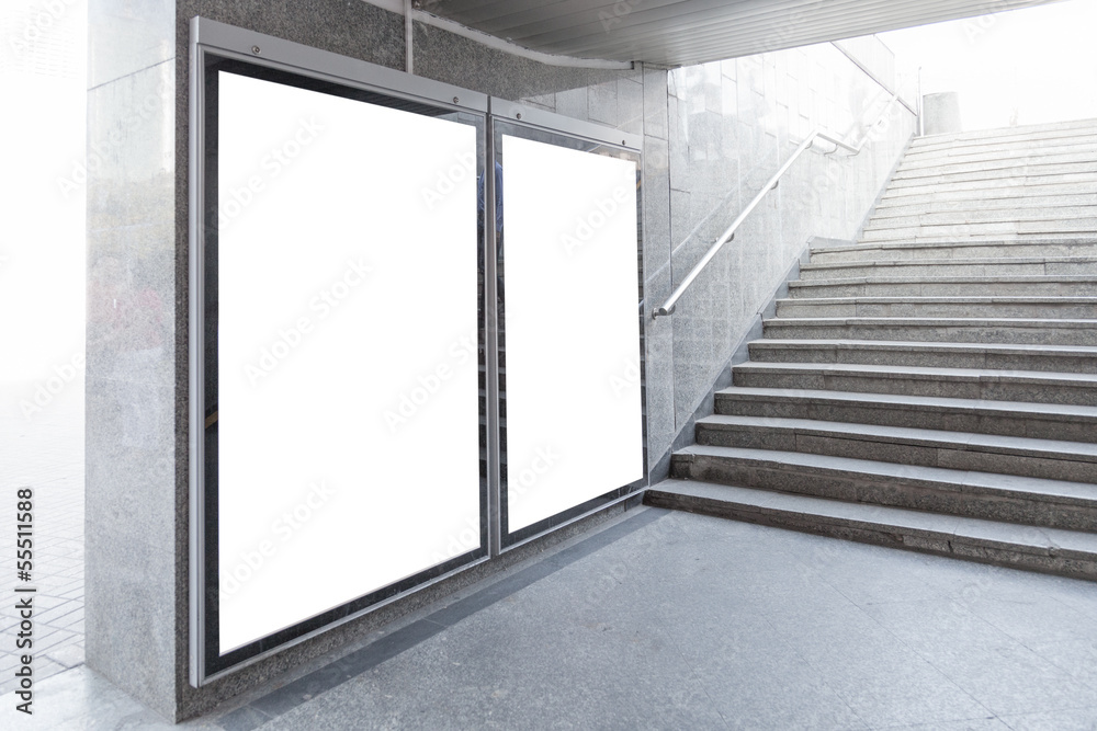Fototapeta premium Blank billboards or posters in hall