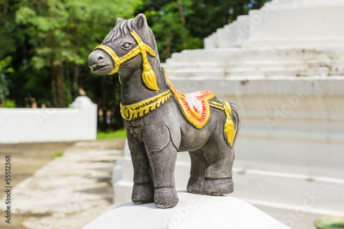 black sacred horse with decorated