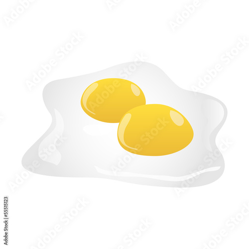 Fried eggs isolated on white, vector illustration.