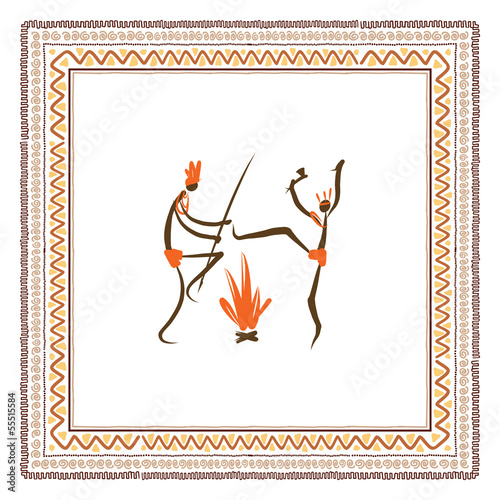 Ancient tribal people  ethnic ornament frame for your design
