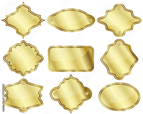 Golden labels or plates
