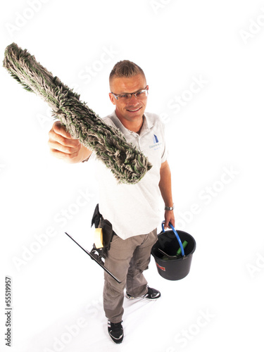 windows cleaner with tools on a white background