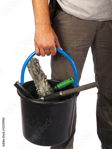 windows cleaner with tools on a white background