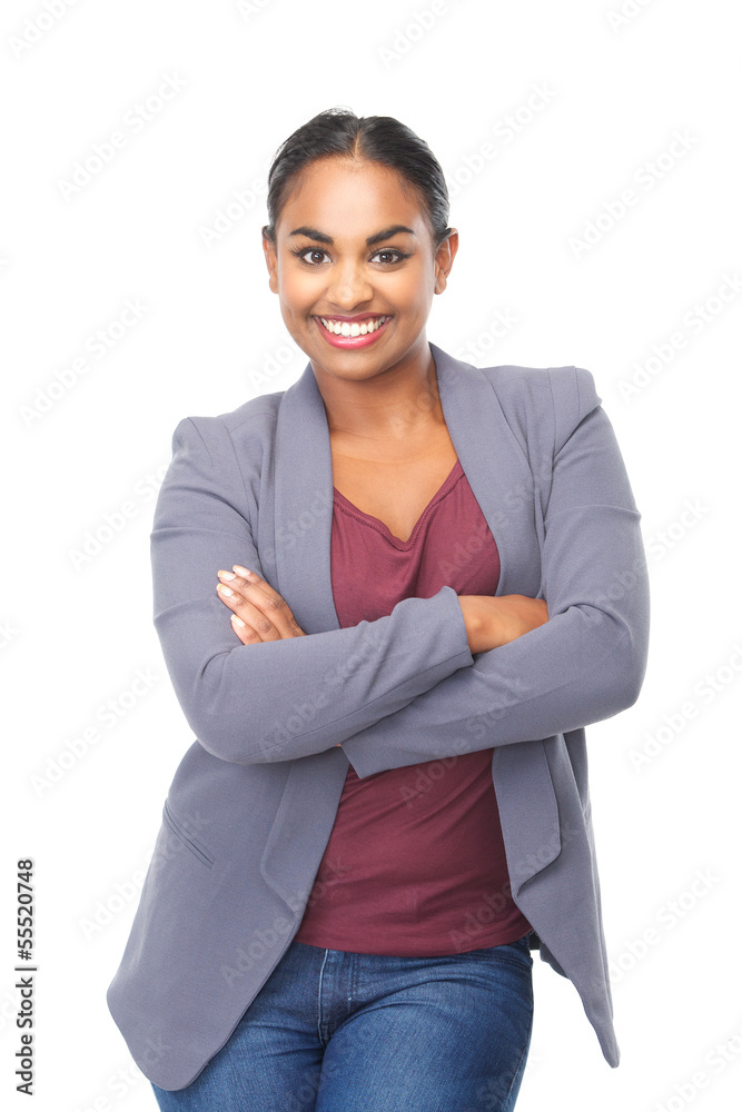 Smiling young woman with arms crossed Smiling young woman with arms crossed