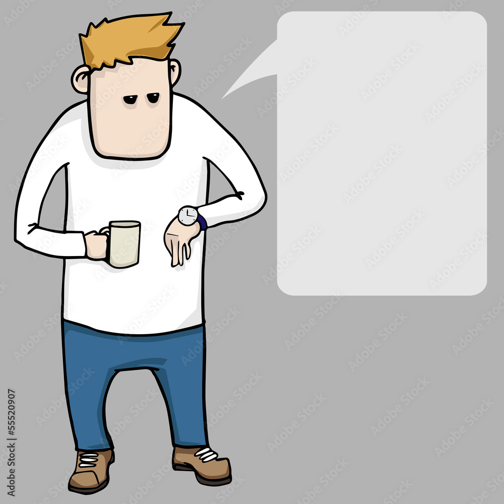 Waiting funny cartoon man speech bubble, vector illustration Waiting funny cartoon man speech bubble, vector illustration
