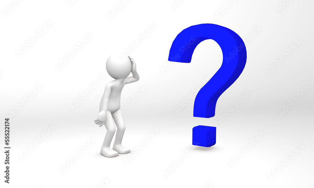 3d human confused with a question mark 3d human confused with a question mark