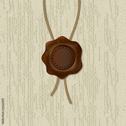 Vector texture of cardboard, canvas and wax seal
