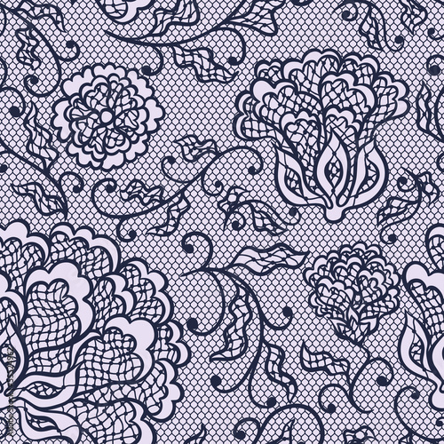 Old lace background, ornamental flowers. Vector texture.