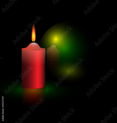 candle and green ball