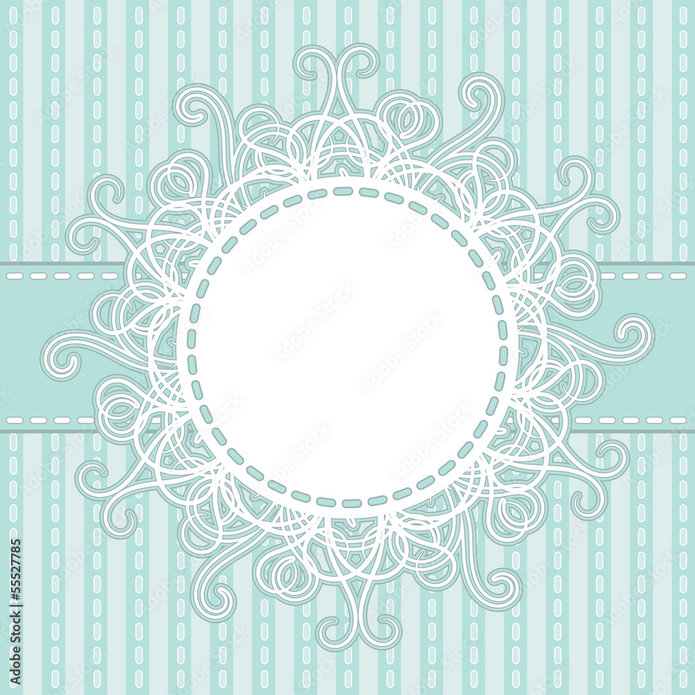 Frame on a light blue striped background Frame on a light blue striped background