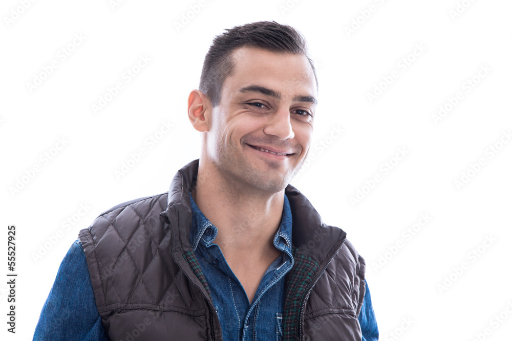 Gesicht lachender Mann gut aussehend, isoliert Gesicht lachender Mann gut aussehend, isoliert
