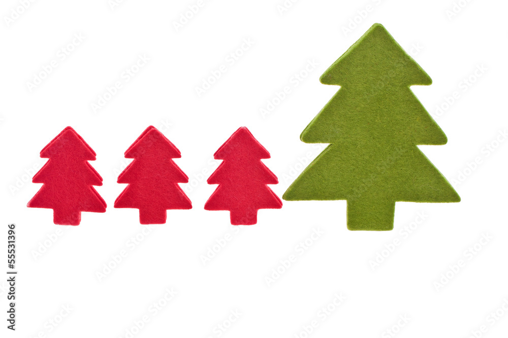 Fototapeta premium red and green christmas tree sign for holiday.