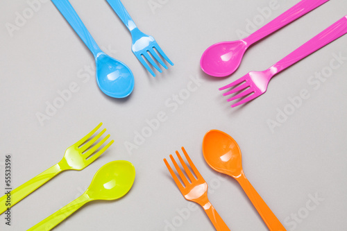 plastic spoon and fork , sharing