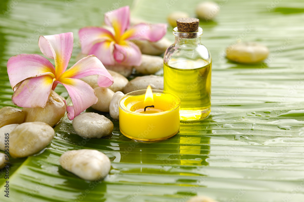 Spa Concept with wet banana leaf Spa Concept with wet banana leaf