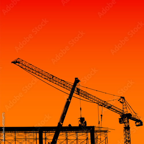 Cranes silhouette vector