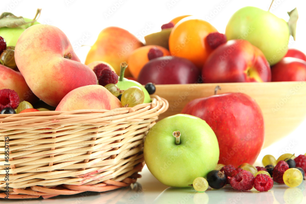 Assortment of juicy fruits, isolated on white Assortment of juicy fruits, isolated on white