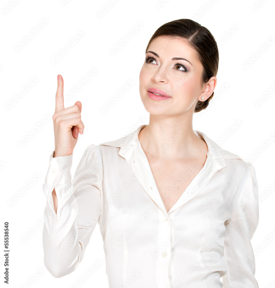 Young happy woman with good idea sign Young happy woman with good idea sign