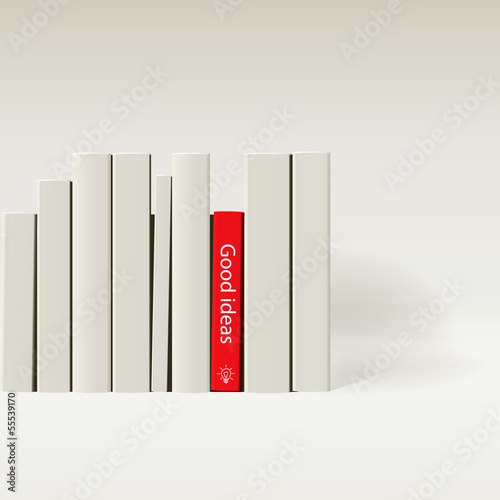 Red book in row of white book, vector Eps10 image.