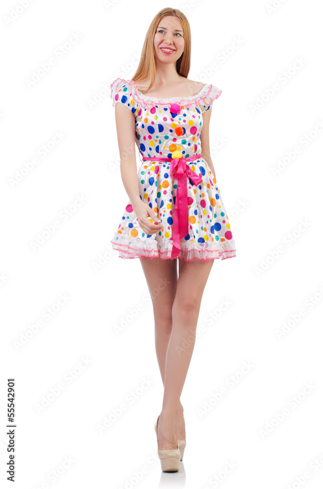 Model wearing fashionable clothing on white Model wearing fashionable clothing on white