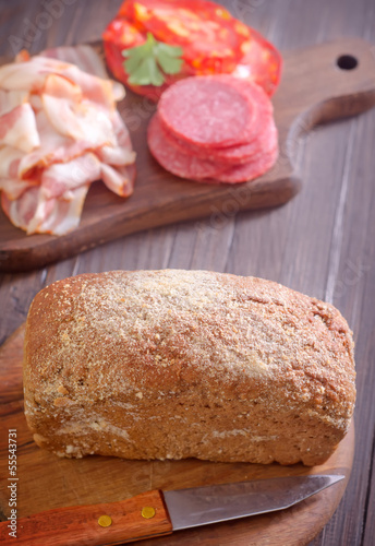 bread, salami and bacon