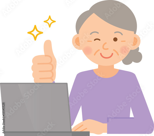 女性　シニア　PC
