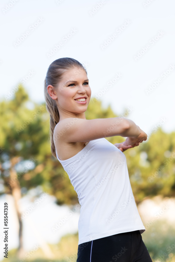 Cross runner woman workout on the nature Cross runner woman workout on the nature