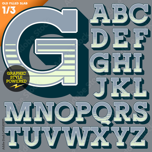 Old fashioned alphabet. Vintage style. Deco filled