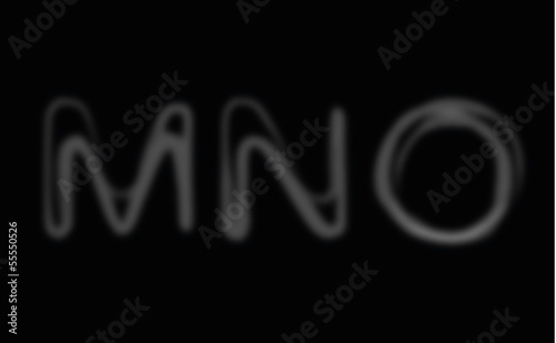 Smoke alphabet font. Letters M-O