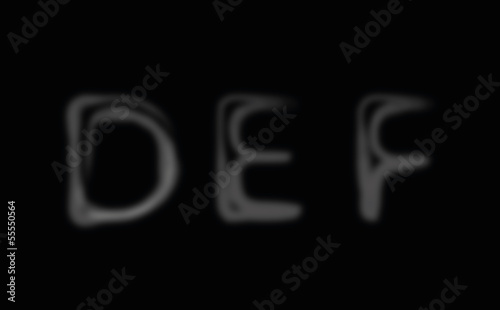 Smoke alphabet font. Letters D-F