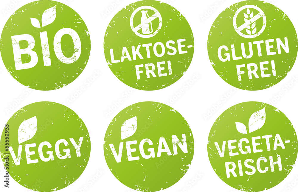 Symbol Bio, Vegan, Glutenfrei, vegetarisch, Laktosefrei vektor –  Stock-Vektorgrafik | Adobe Stock