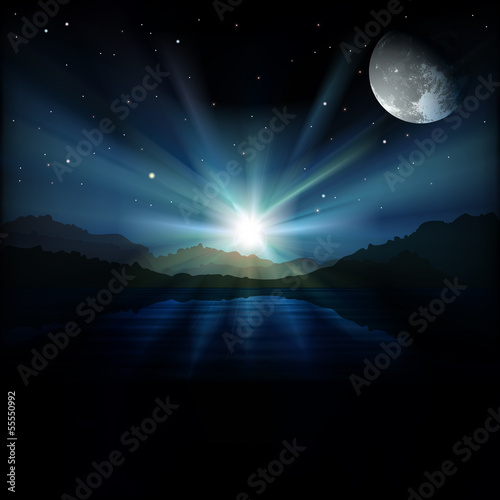 abstract background with sunrise and mountains